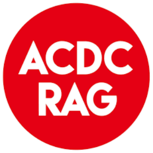 Logo of ACDC RAG in a red circle with white text.