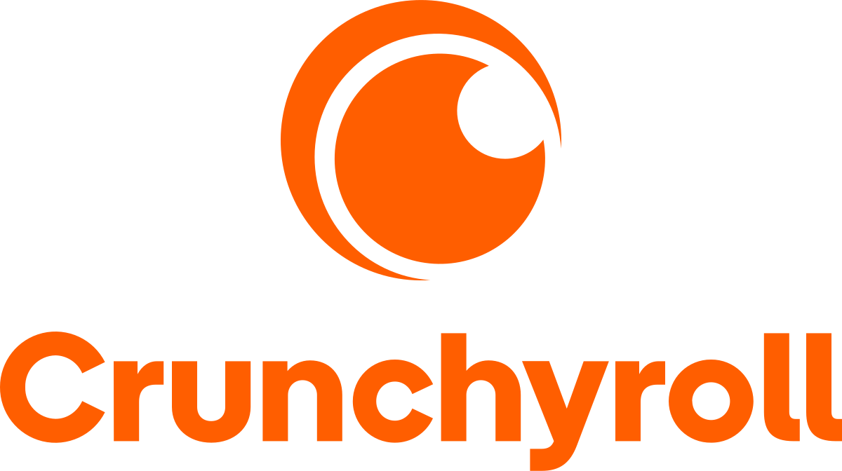 Crunchyroll logo featuring an orange eye shape and the brand name in bold letters.